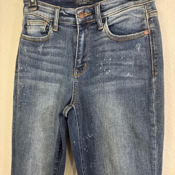 Judy Blue jeans splatter print  1 denim stretchy high‎ rise Women's Blue Jeans - Picture 5 of 12